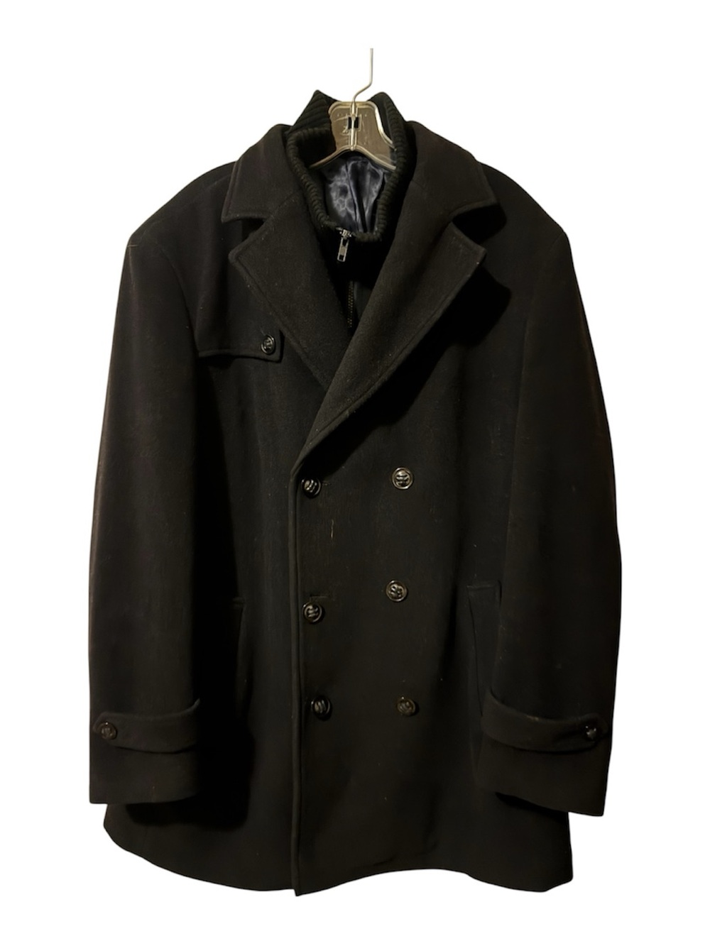 Lauren Ralph Lauren  Men's Double-Breasted Wool Peacoat - Black 42R